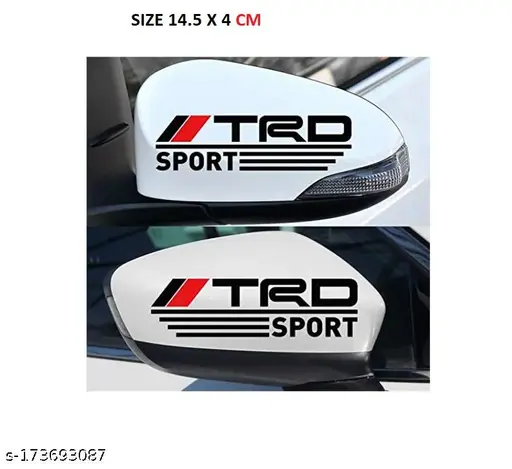 A967 Car Rear View Mirror TRD Sport Sticker for Bumper Hood Windows Side (Black/Red) PACK OF 2